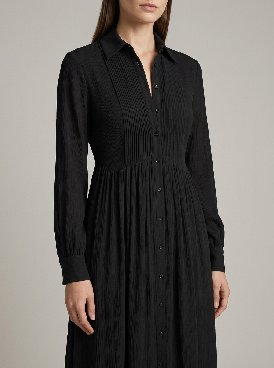 Luna | Button-Front Long Sleeve Maxi Dress
