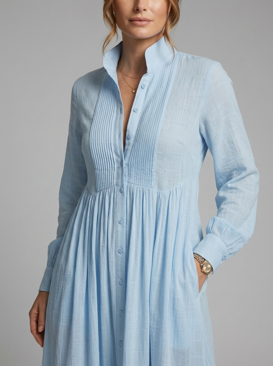 Luna | Button-Front Long Sleeve Maxi Dress