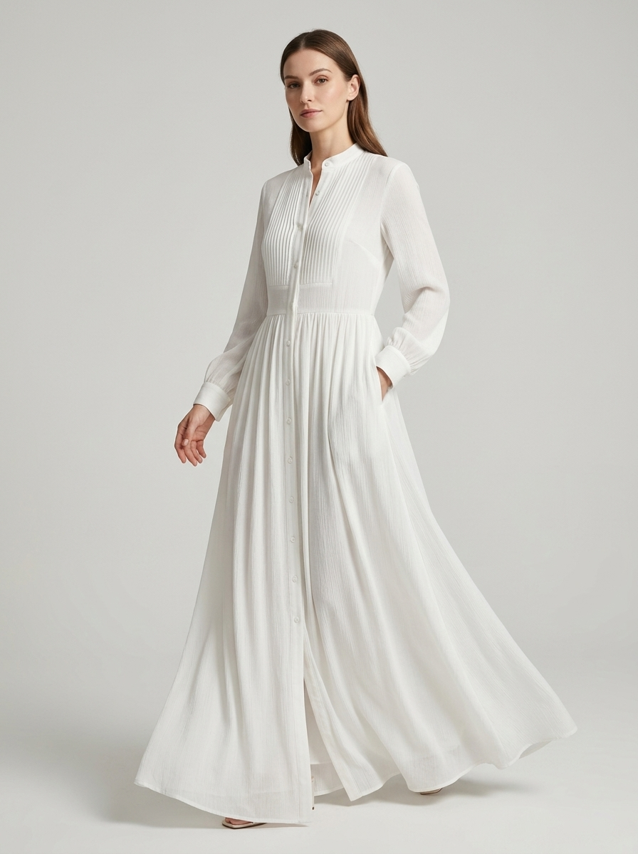 Luna | Button-Front Long Sleeve Maxi Dress