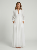 Luna | Button-Front Long Sleeve Maxi Dress