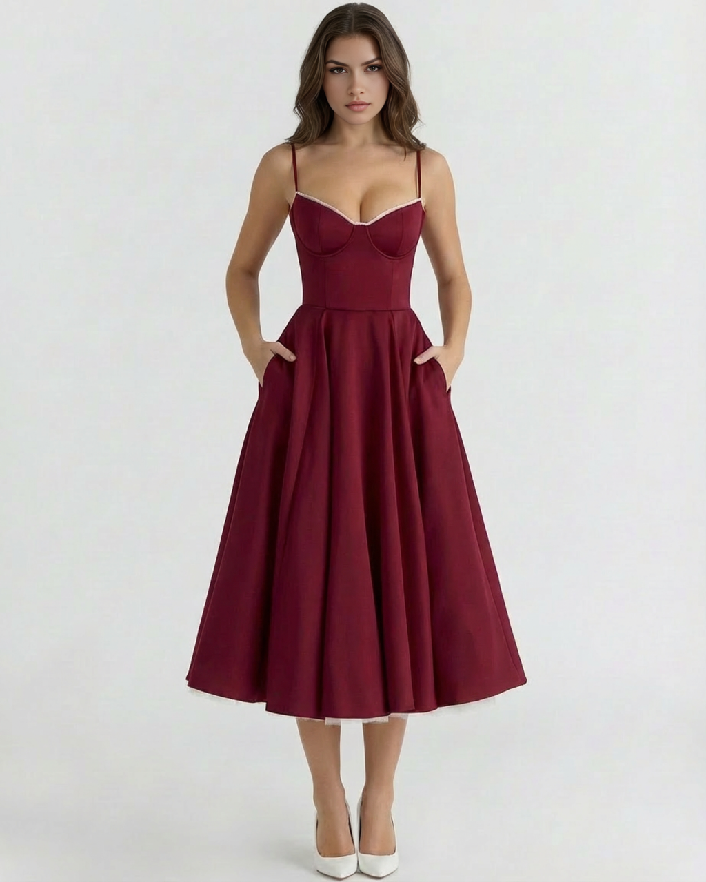 Willa | Corset Tulle Midi Dress