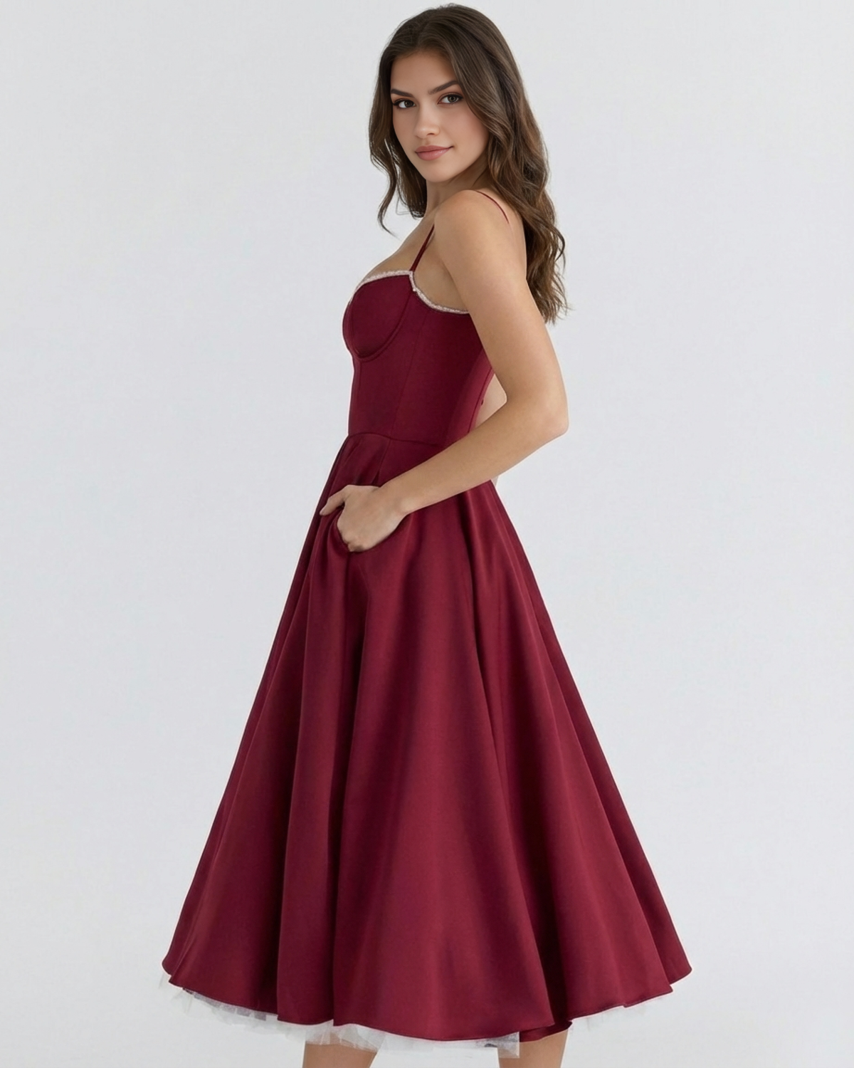 Willa | Corset Tulle Midi Dress