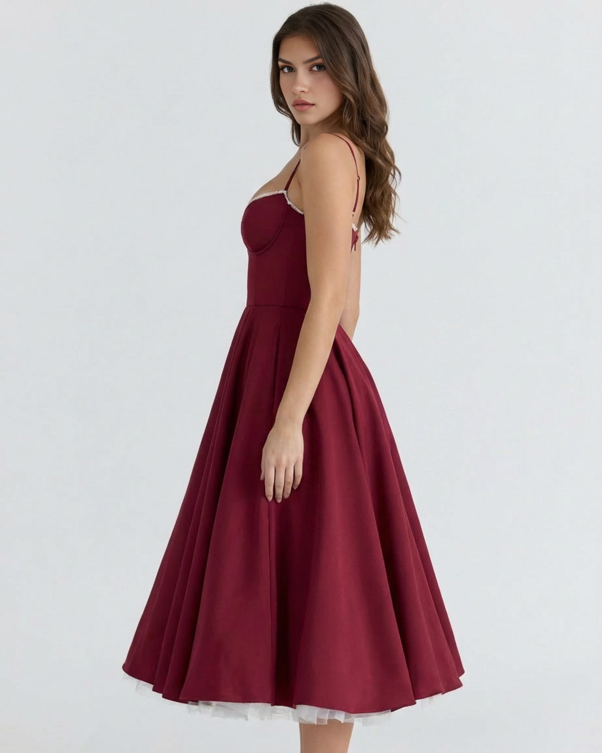 Willa | Corset Tulle Midi Dress