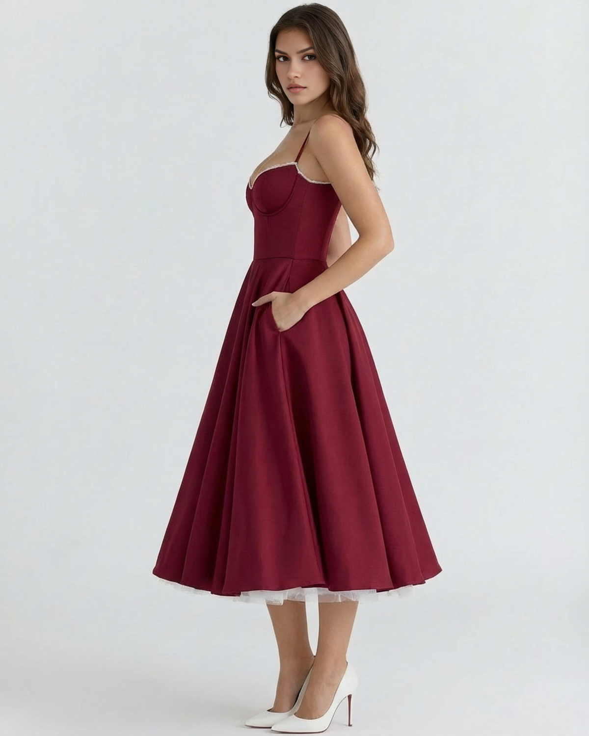 Willa | Corset Tulle Midi Dress