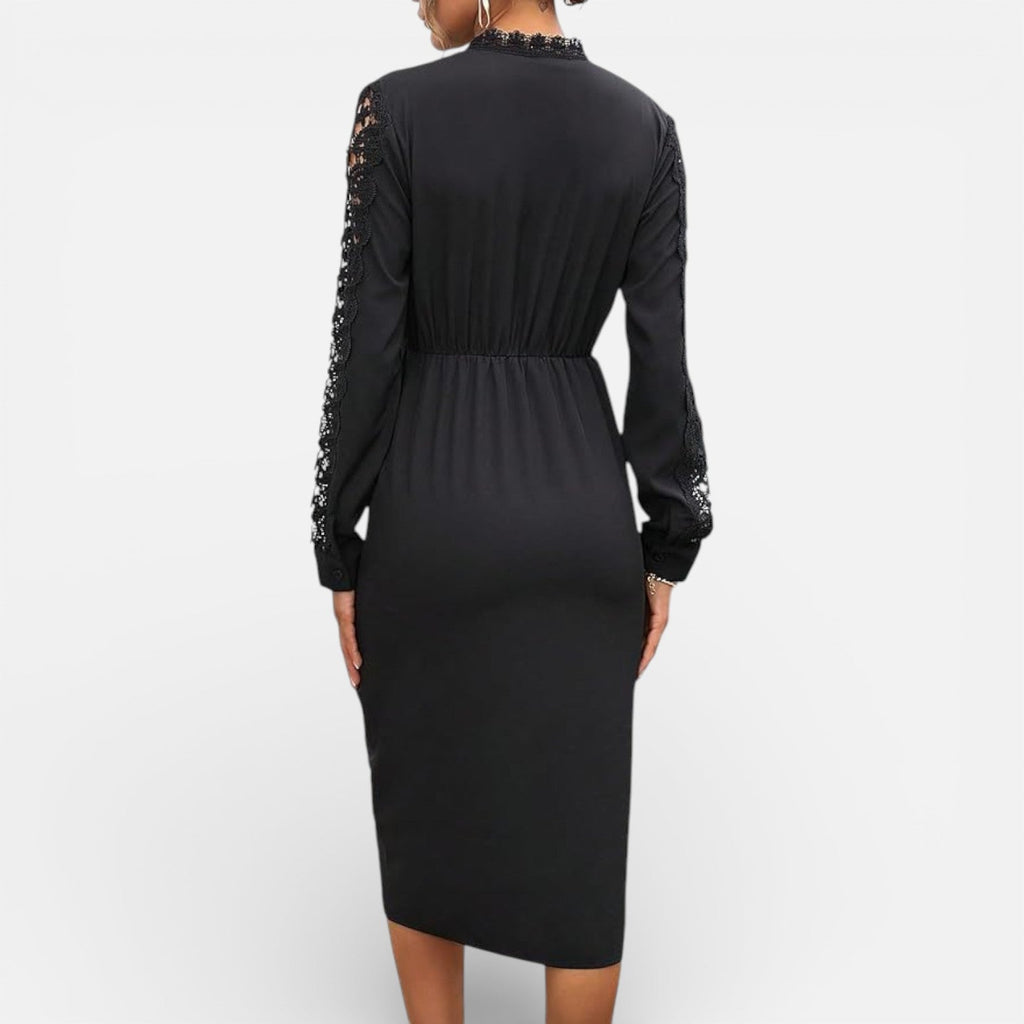 Nora | Lace-Sleeve Midi Dress