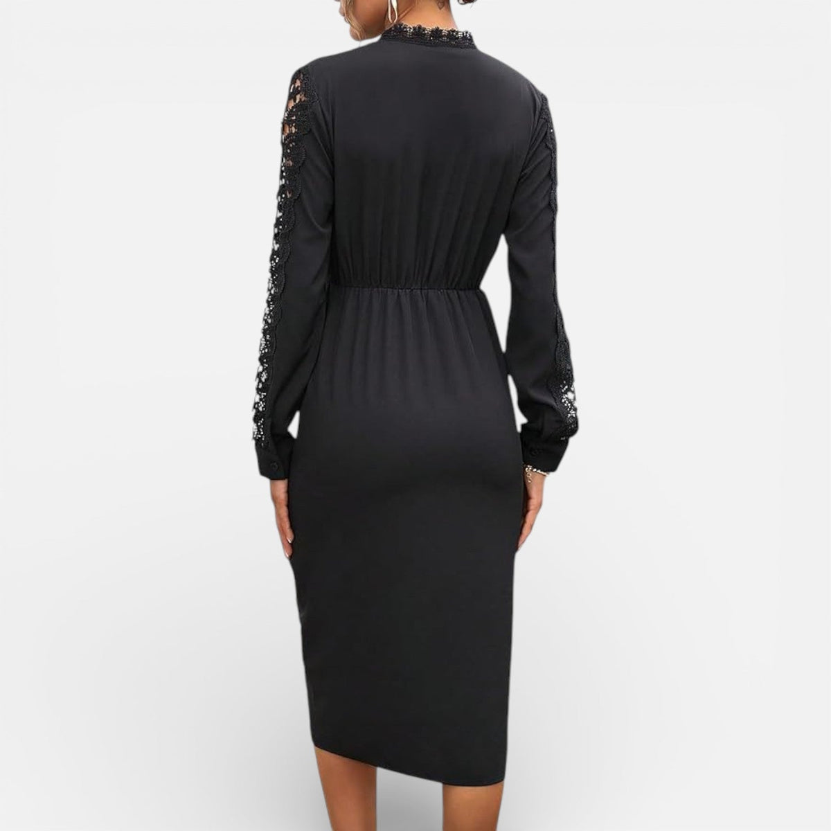 Nora | Lace-Sleeve Midi Dress