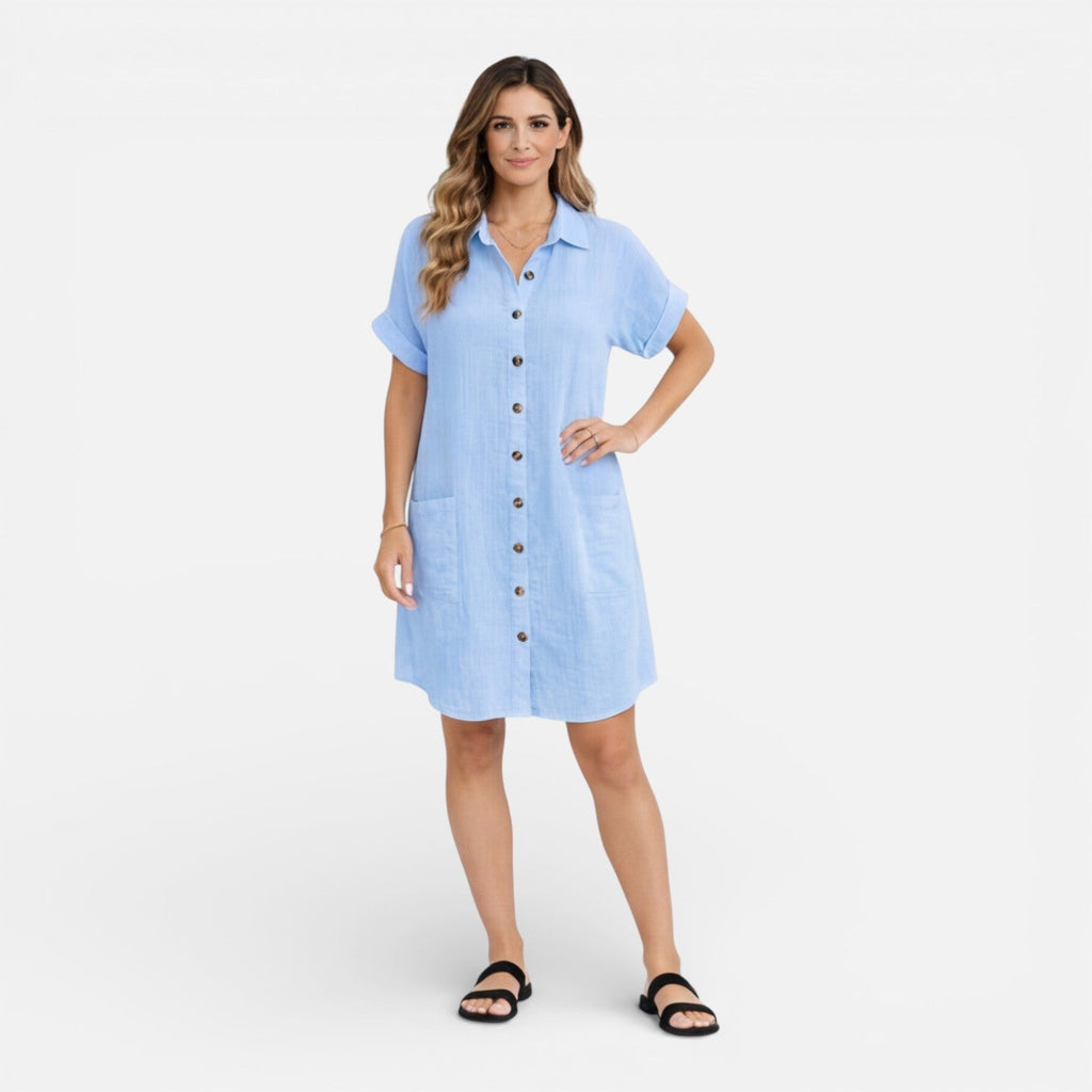Lily | Linen Shirt Dress with Pockets