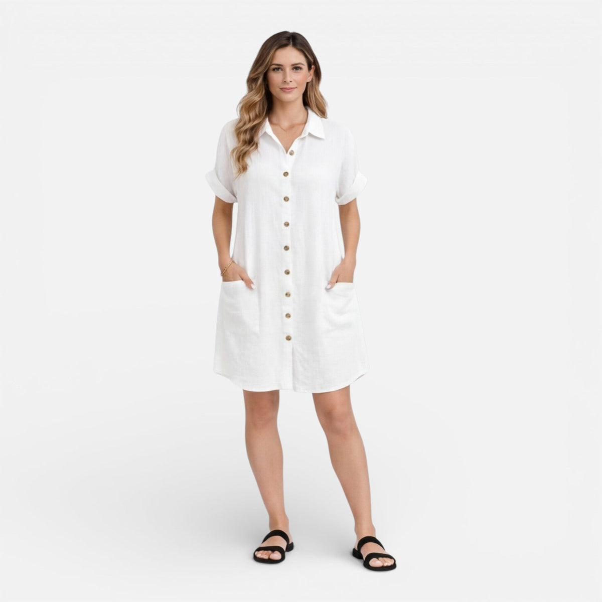 Lily | Linen Shirt Dress with Pockets