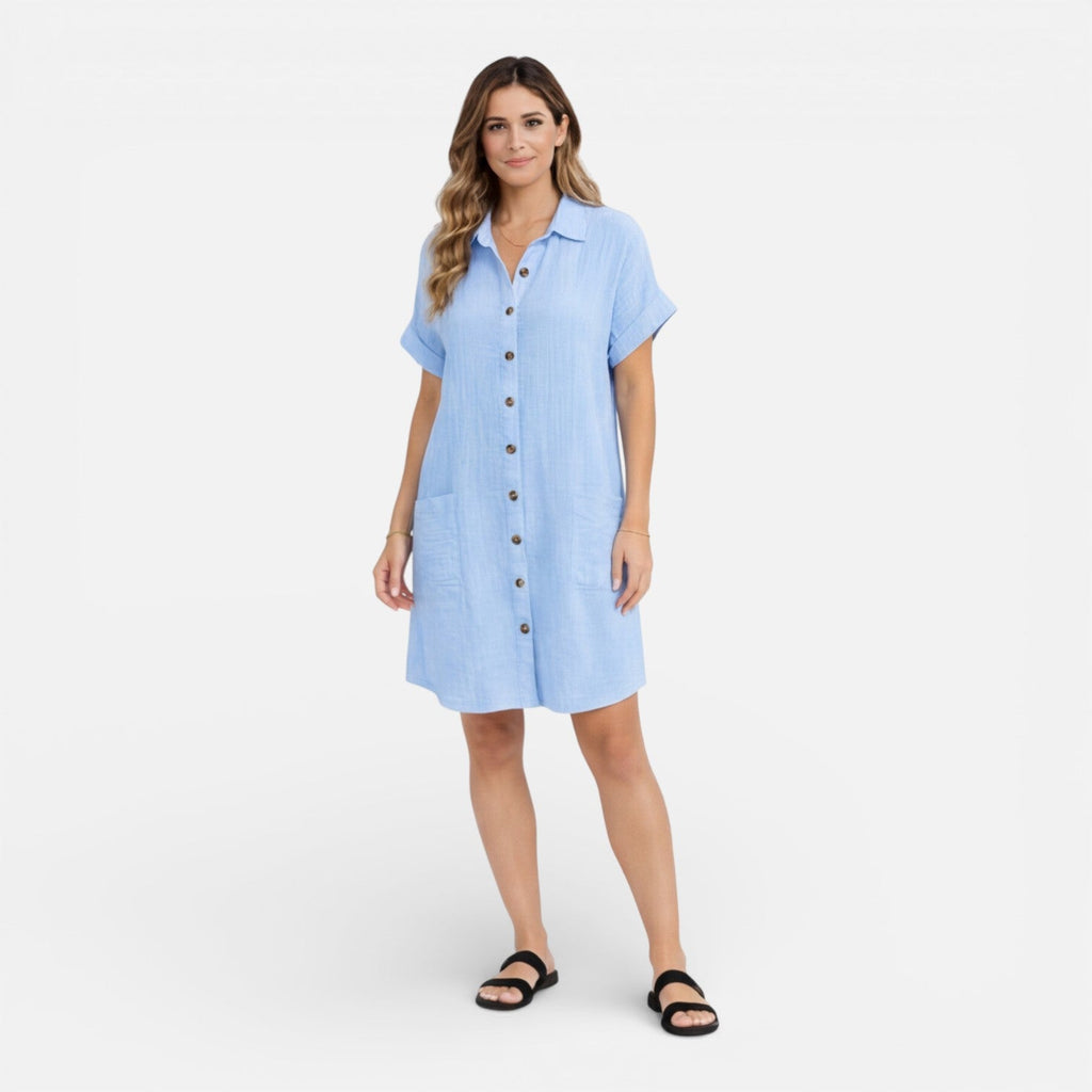 Lily | Linen Shirt Dress with Pockets