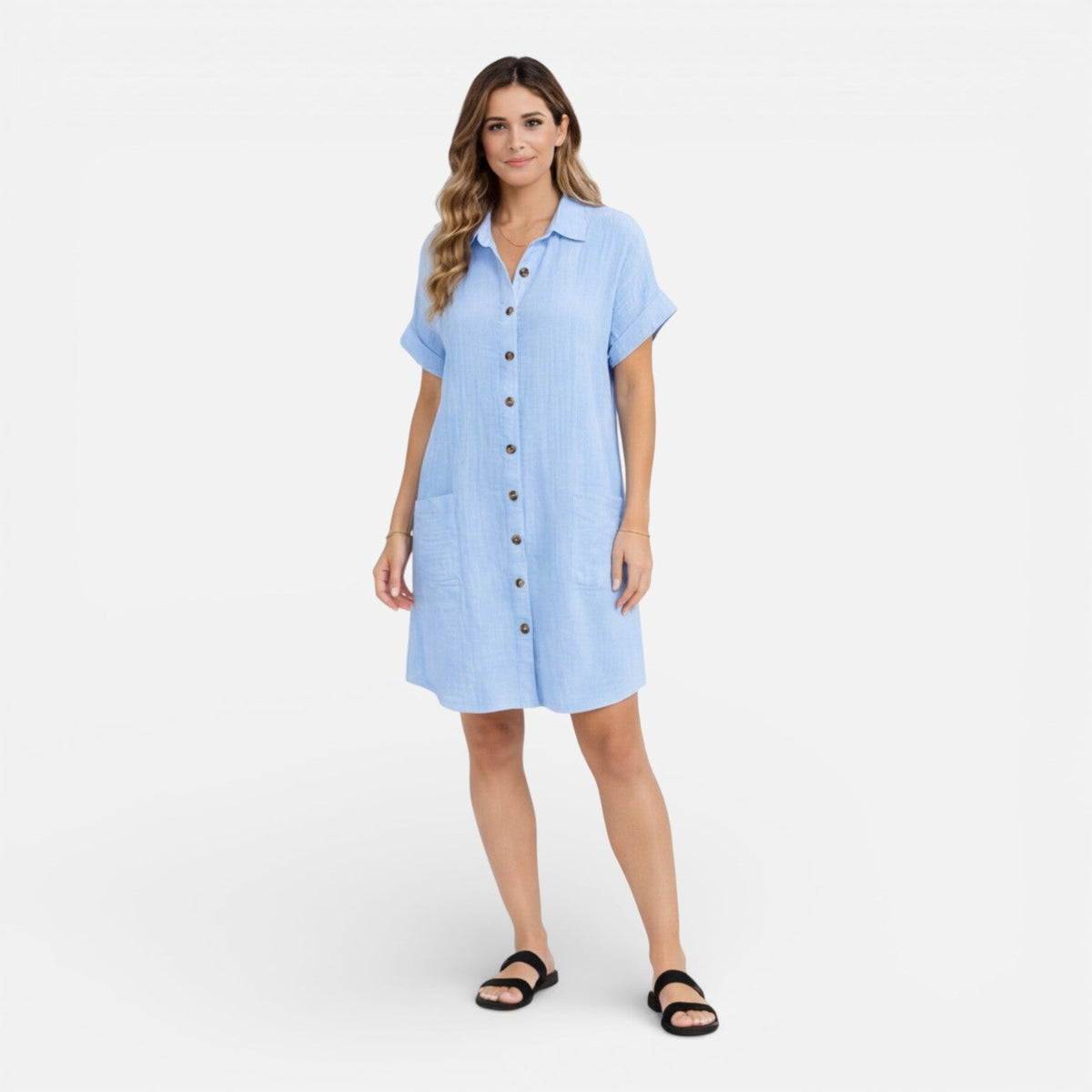 Lily | Linen Shirt Dress with Pockets