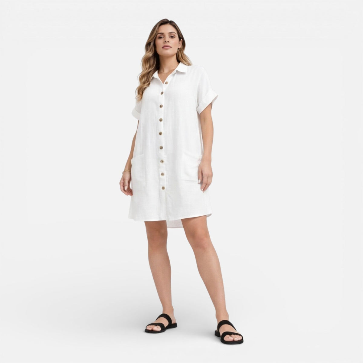 Lily | Linen Shirt Dress with Pockets