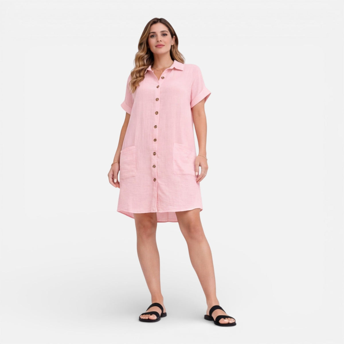 Lily | Linen Shirt Dress with Pockets