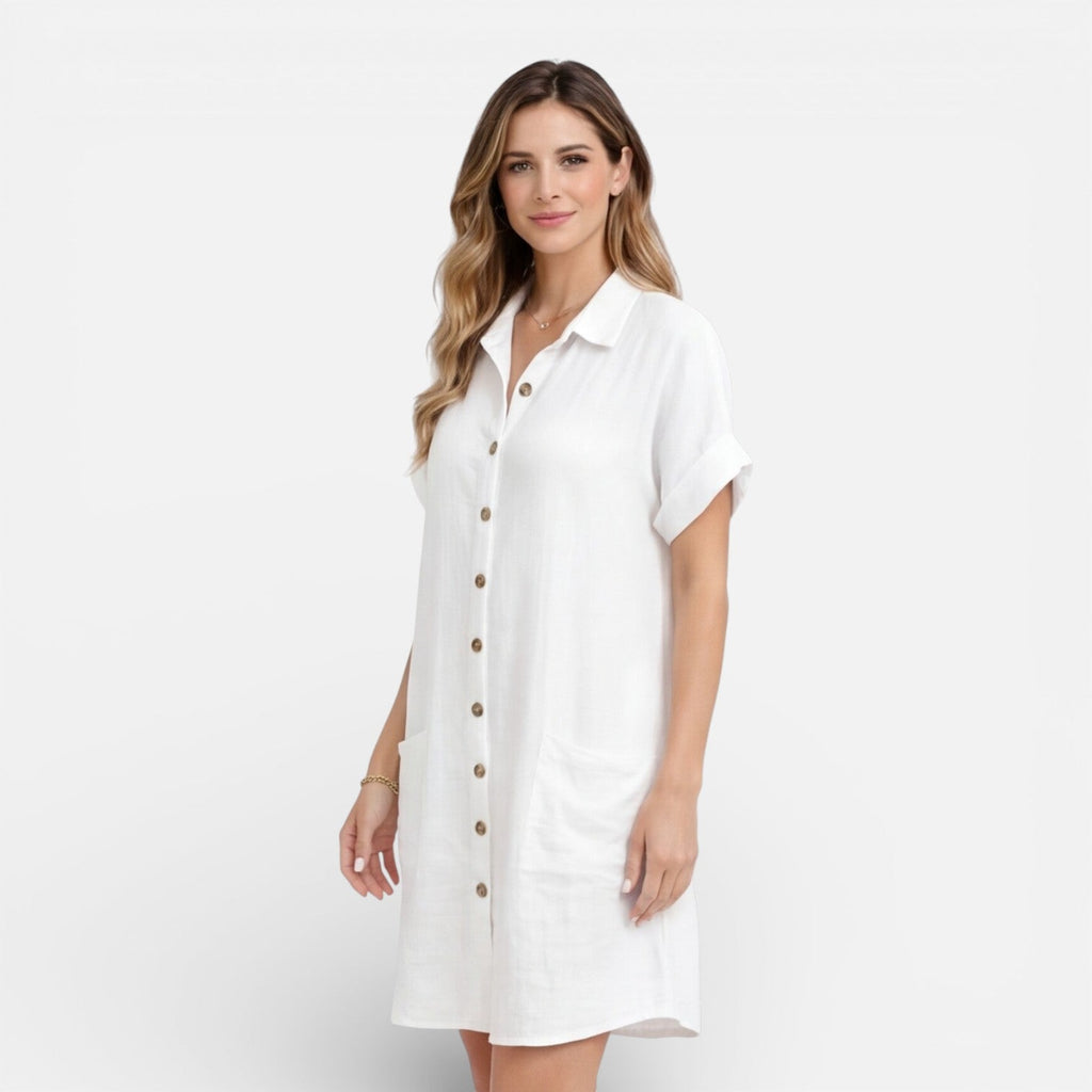 Lily | Linen Shirt Dress with Pockets