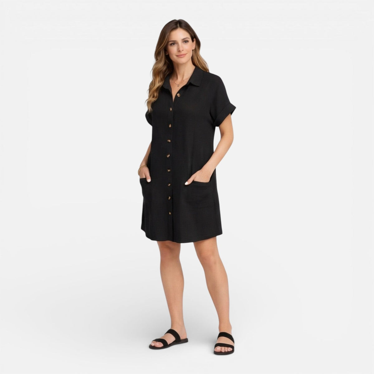 Lily | Linen Shirt Dress with Pockets