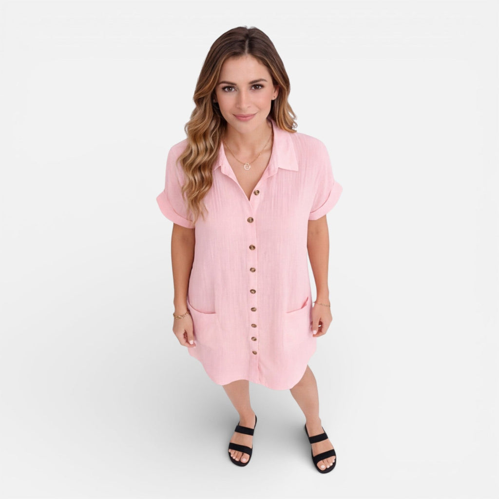 Lily | Linen Shirt Dress with Pockets