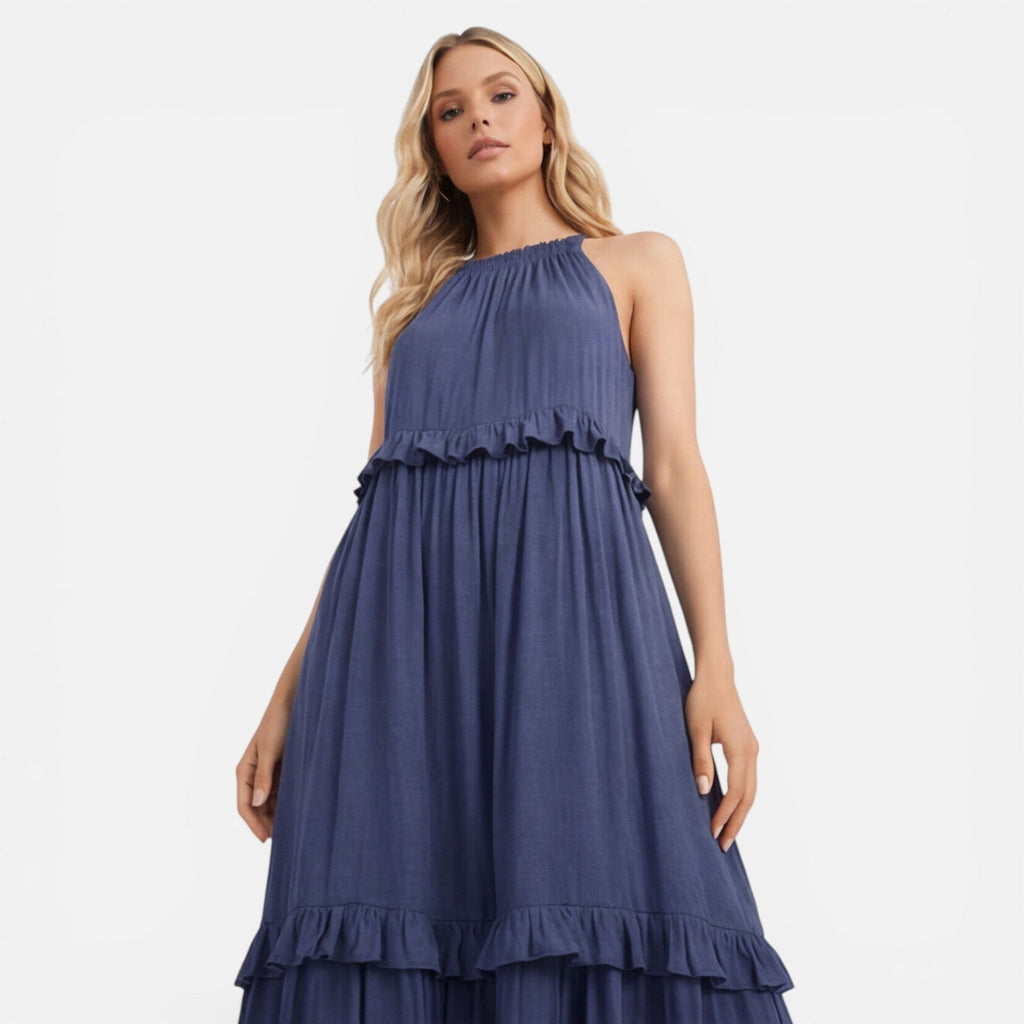 Mia | Tiered Halter Maxi Dress