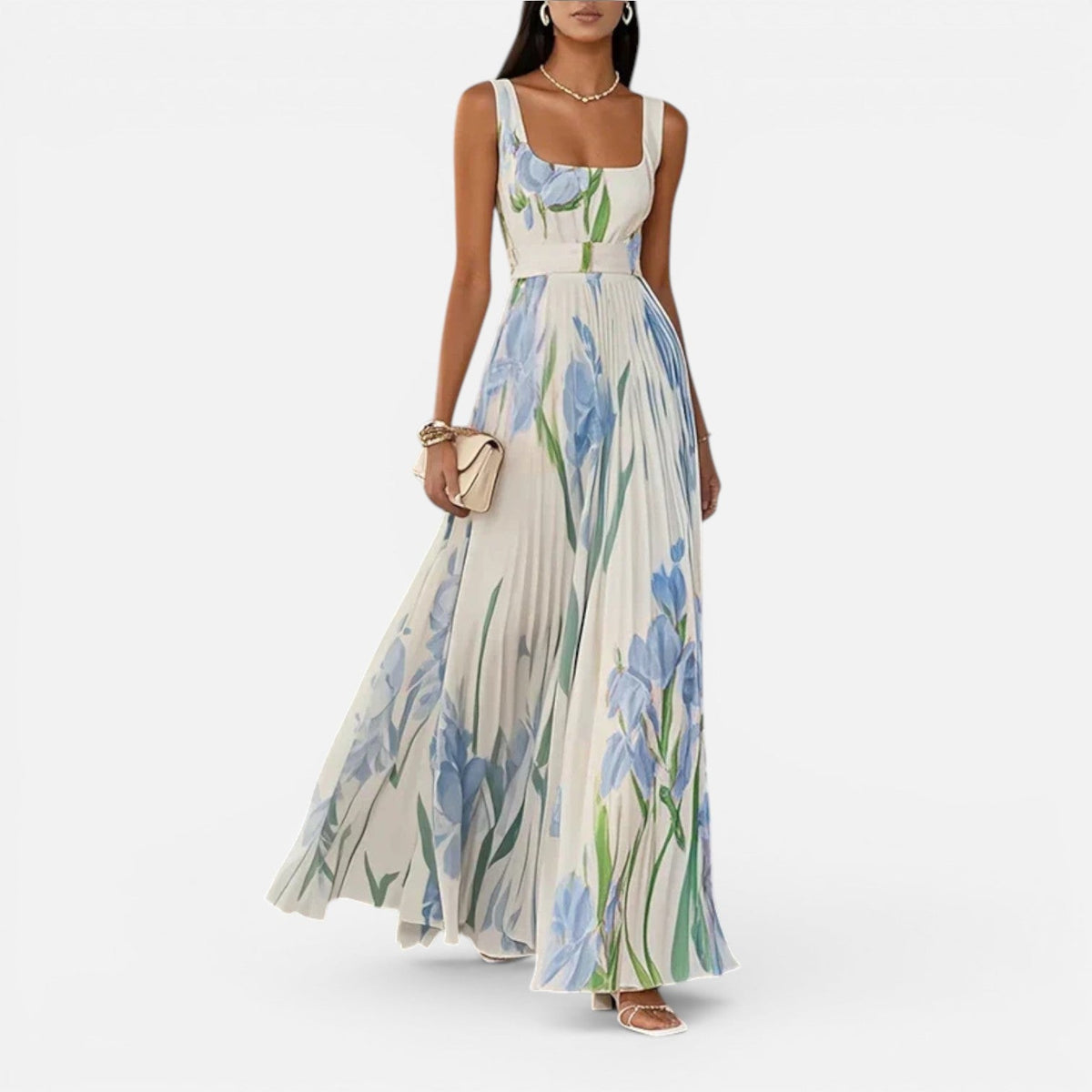 Maya | Floral Pleated Maxi Dress
