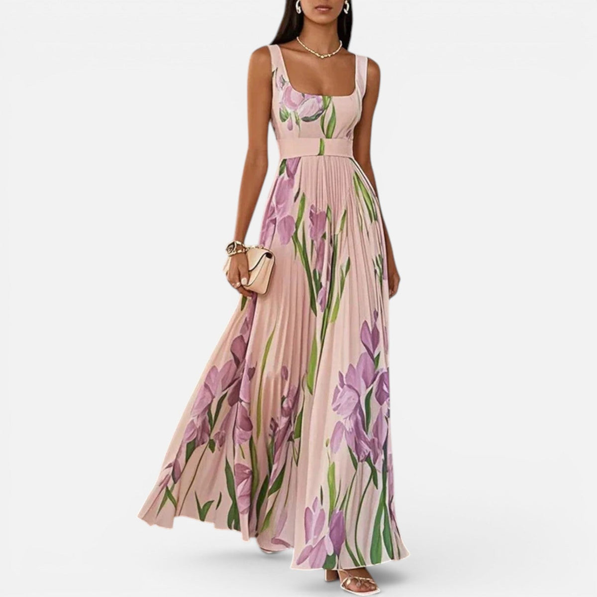 Maya | Floral Pleated Maxi Dress