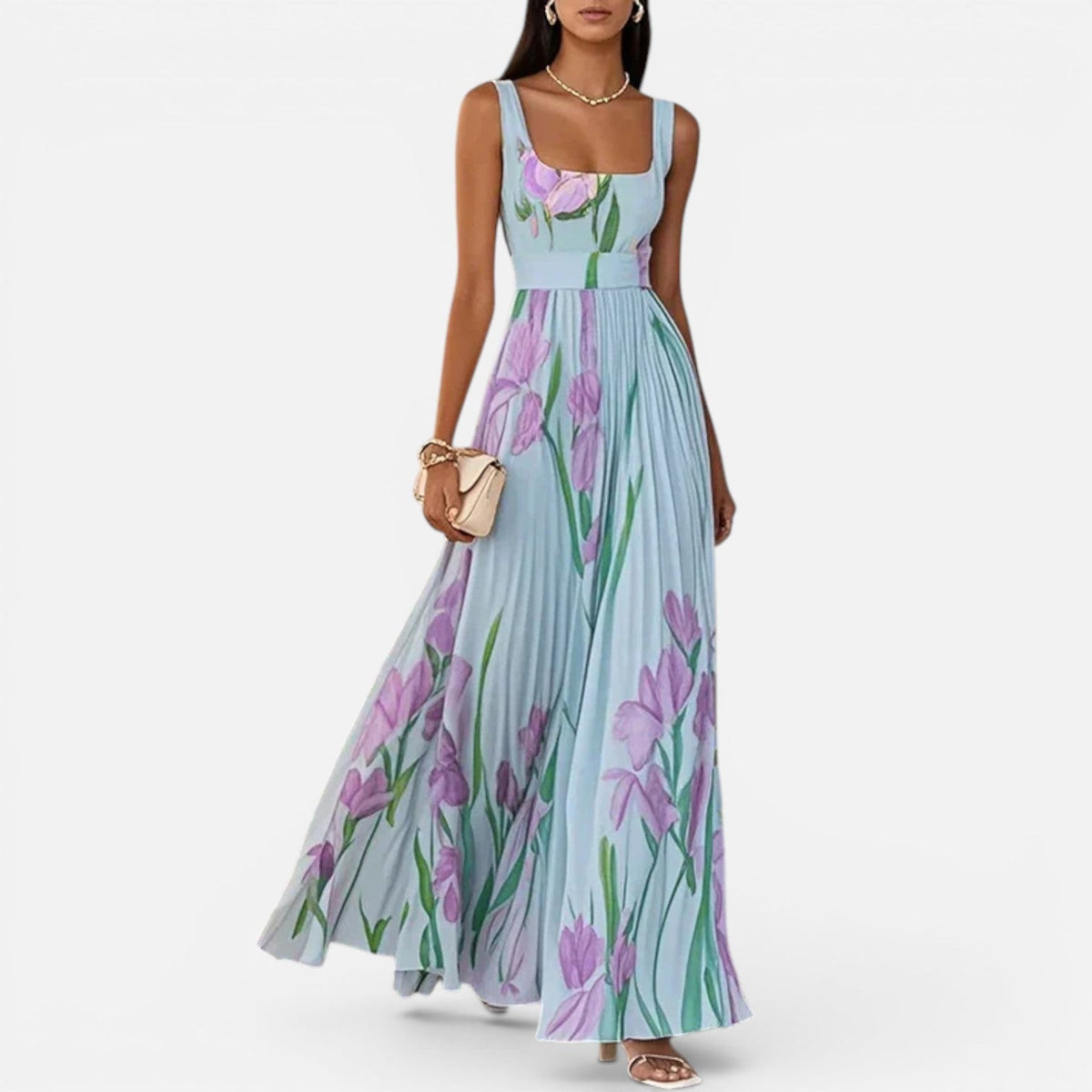 Maya | Floral Pleated Maxi Dress