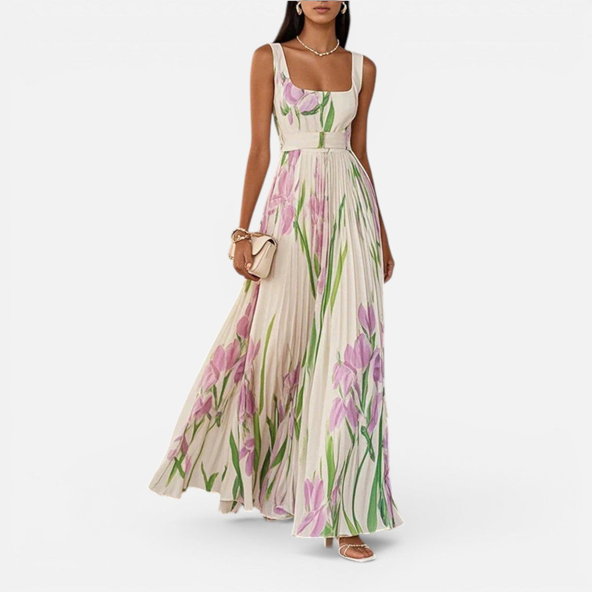 Maya | Floral Pleated Maxi Dress