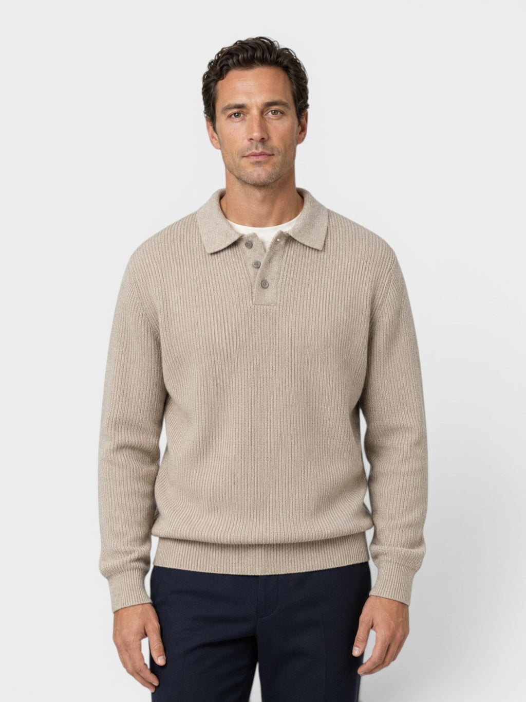 Yale | Ribbed Knit Polo Sweater