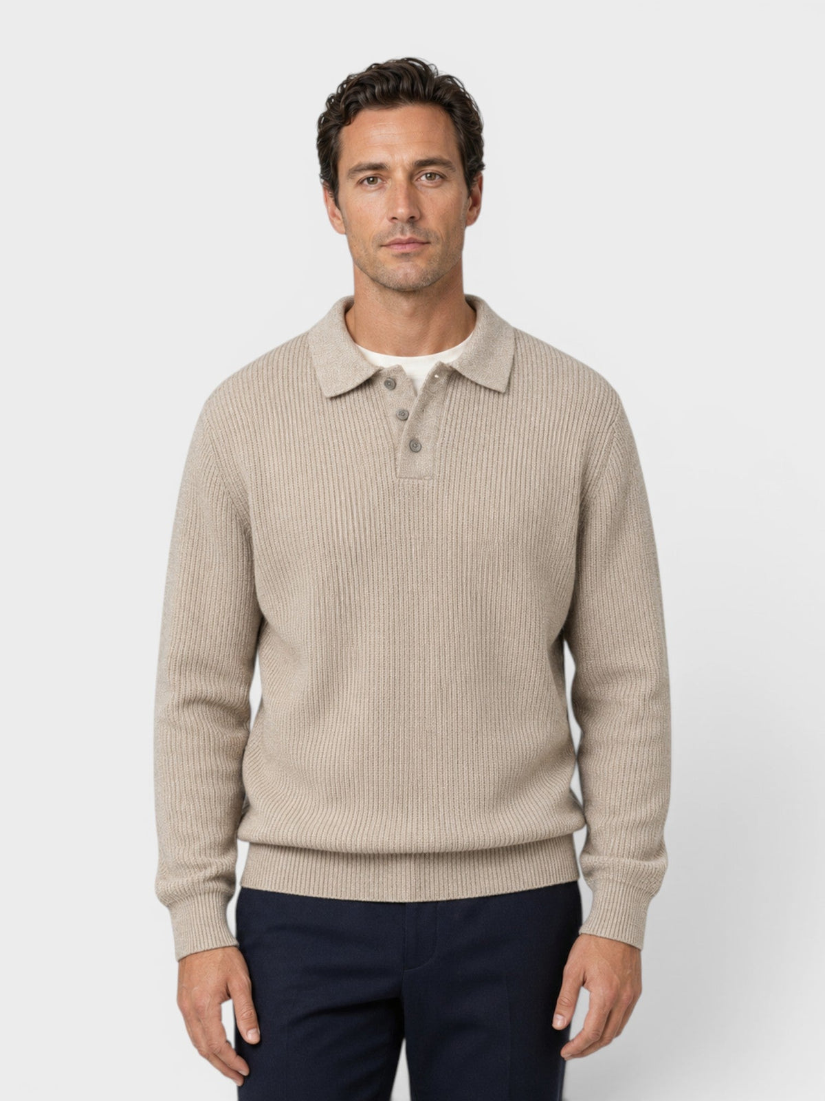 Yale | Ribbed Knit Polo Sweater