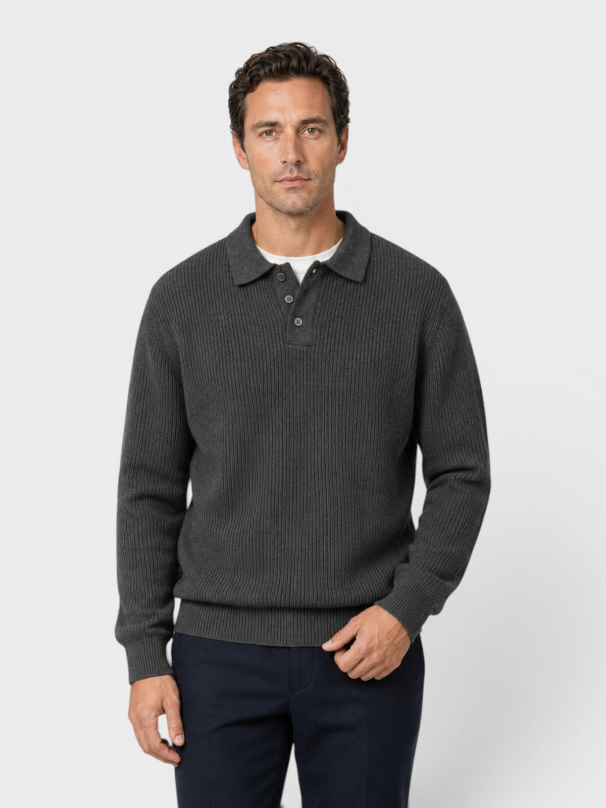 Yale | Ribbed Knit Polo Sweater