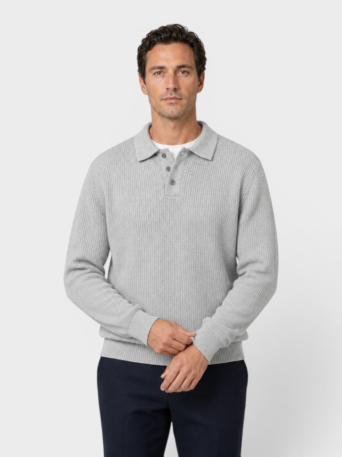 Yale | Ribbed Knit Polo Sweater