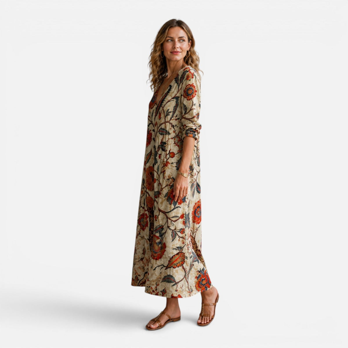 Rosalind | Bohemian Floral V-Neck Maxi Dress