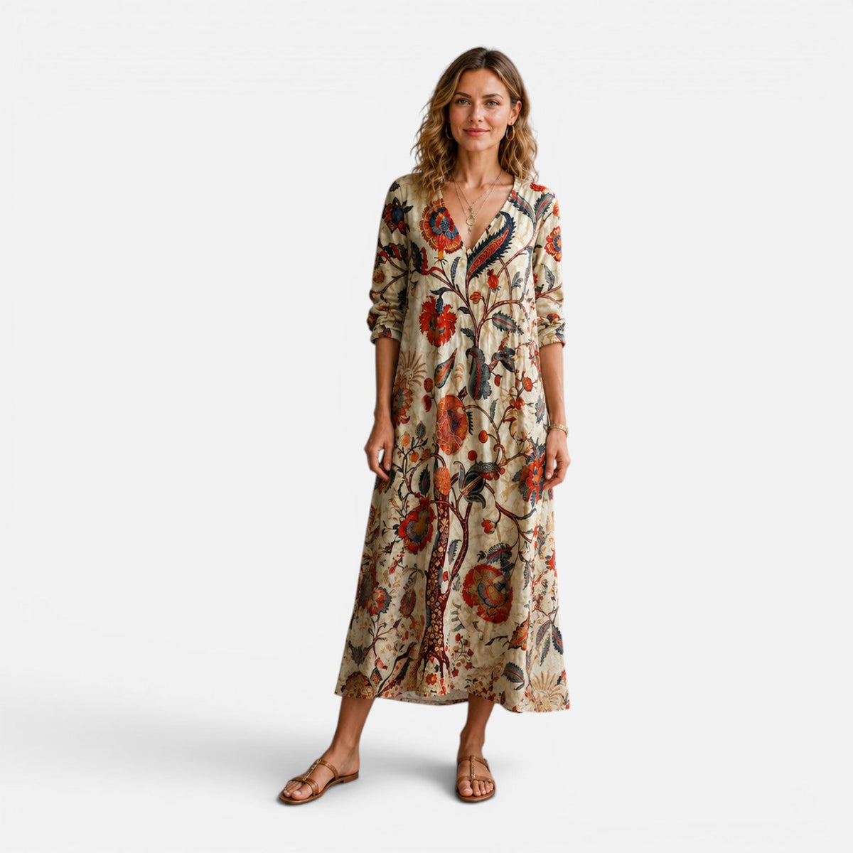 Rosalind | Bohemian Floral V-Neck Maxi Dress
