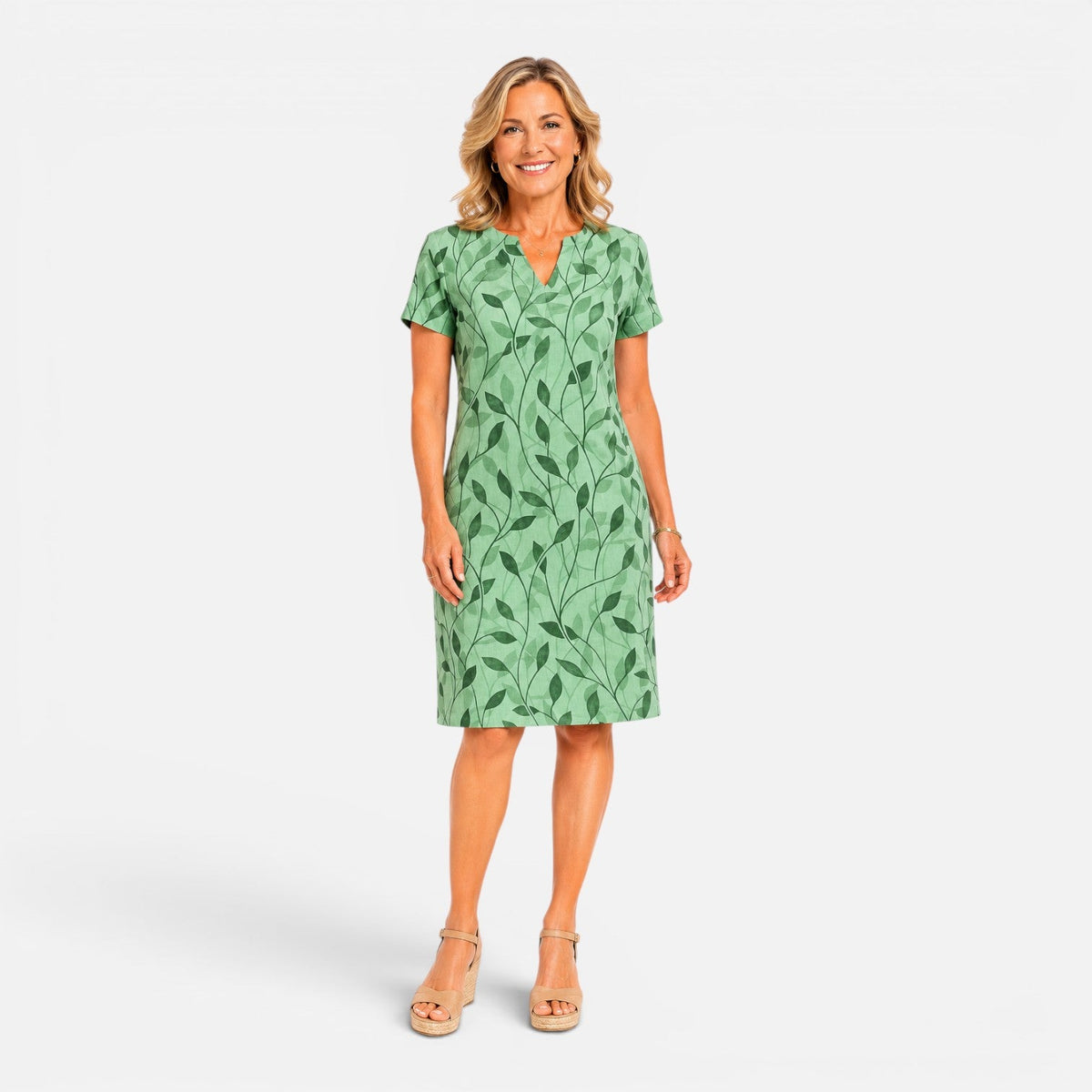 Ivy | Printed V-Neck Midi Dress