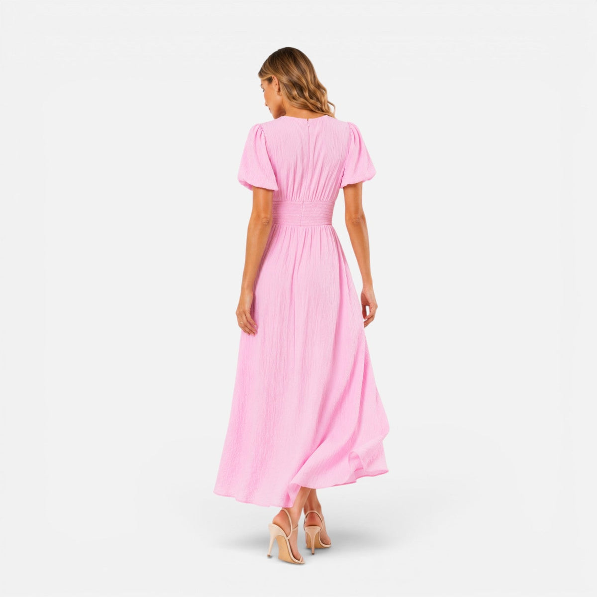 Juliet | Deep V-Neck Puff Sleeve Maxi Dress