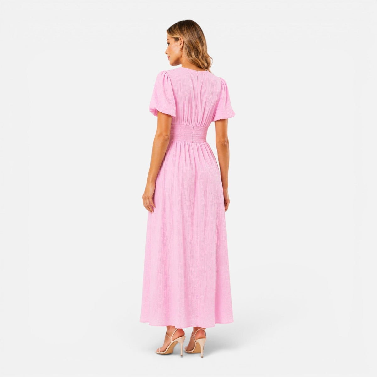 Juliet | Deep V-Neck Puff Sleeve Maxi Dress