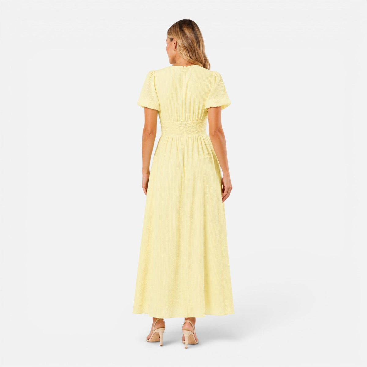 Juliet | Deep V-Neck Puff Sleeve Maxi Dress