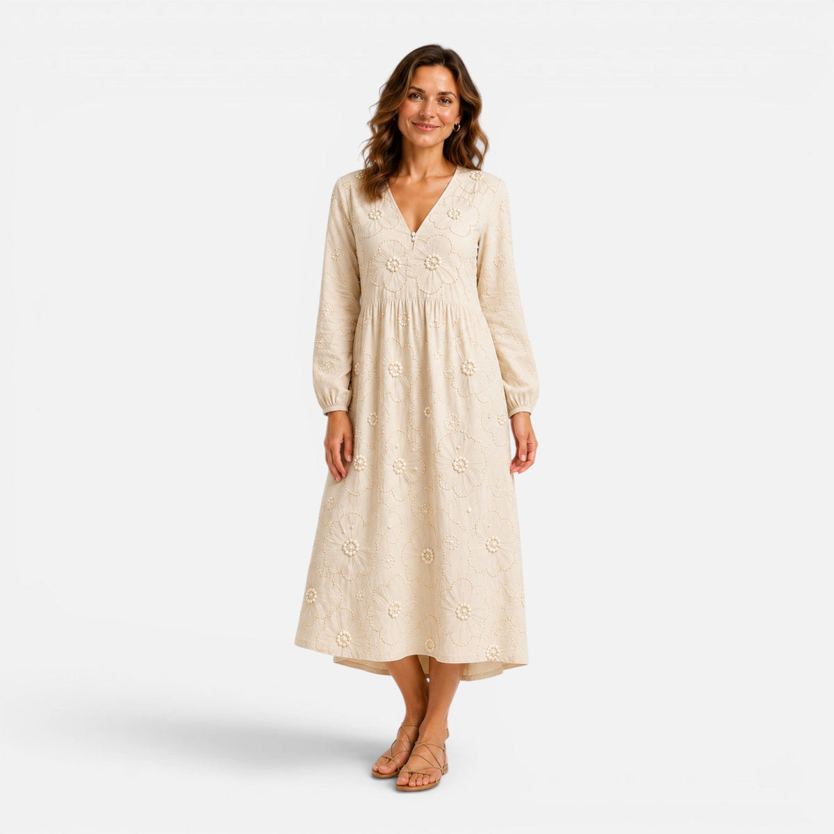 Adelaide | Floral Embroidered Midi Dress