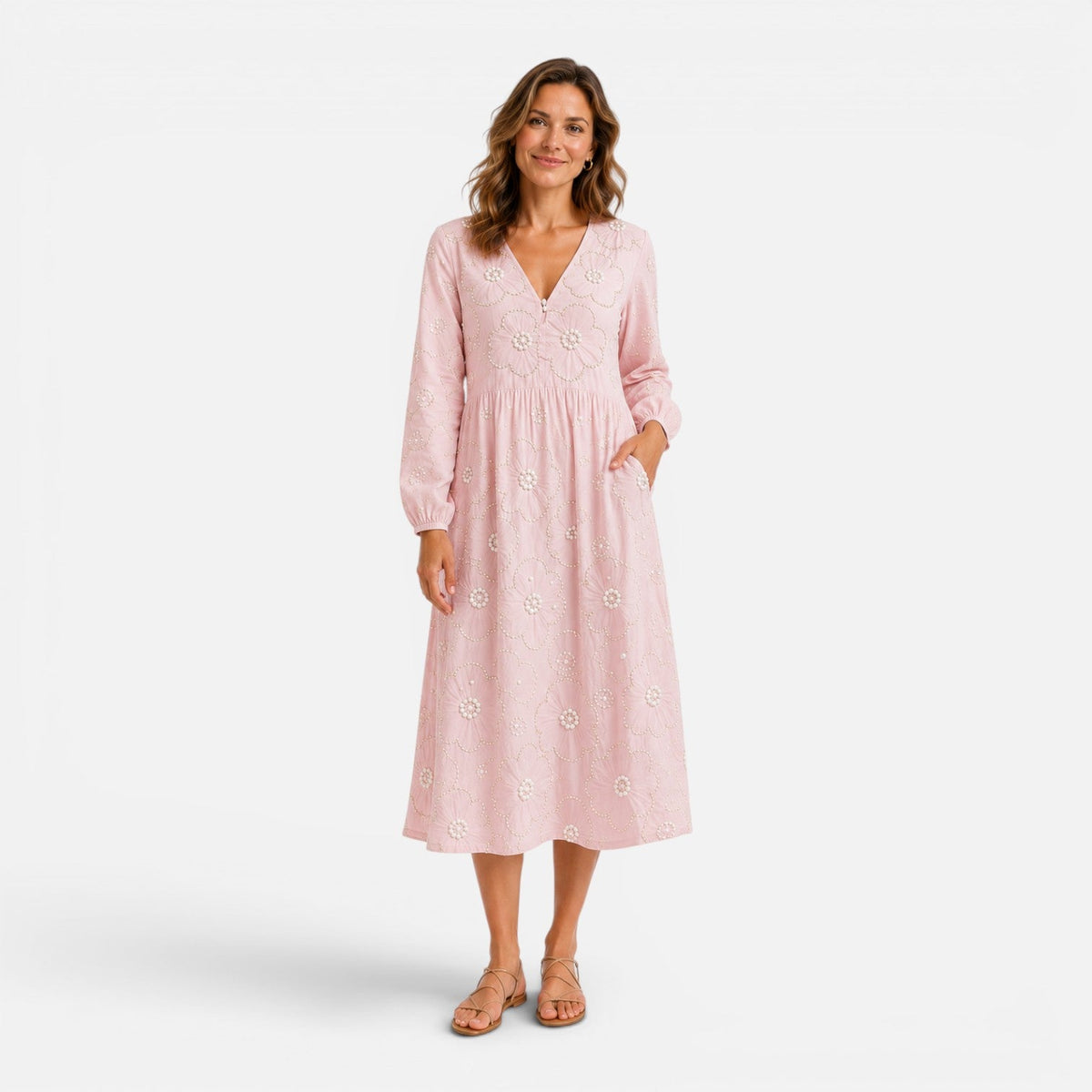 Adelaide | Floral Embroidered Midi Dress