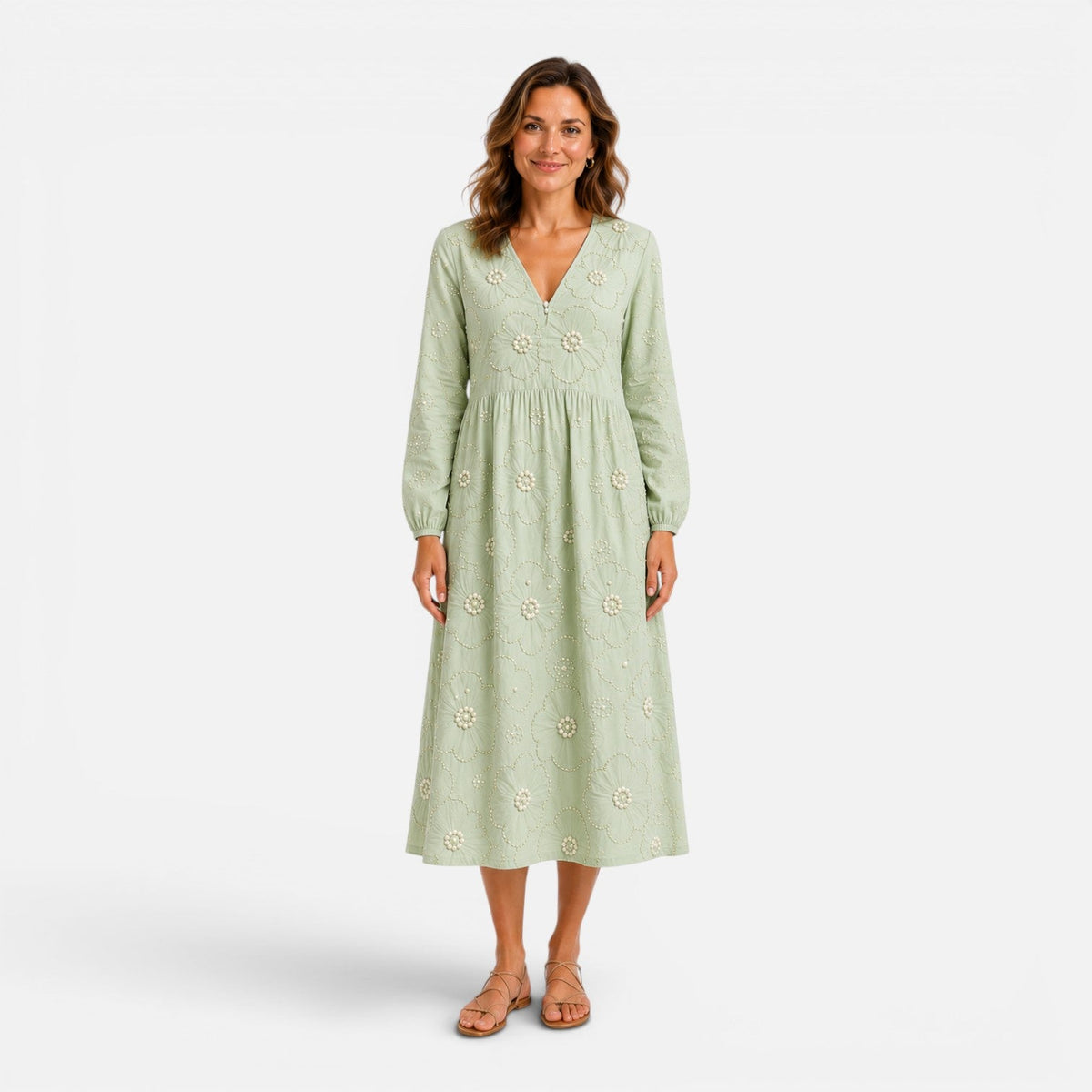 Adelaide | Floral Embroidered Midi Dress