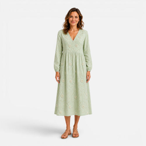 Adelaide | Floral Embroidered Midi Dress