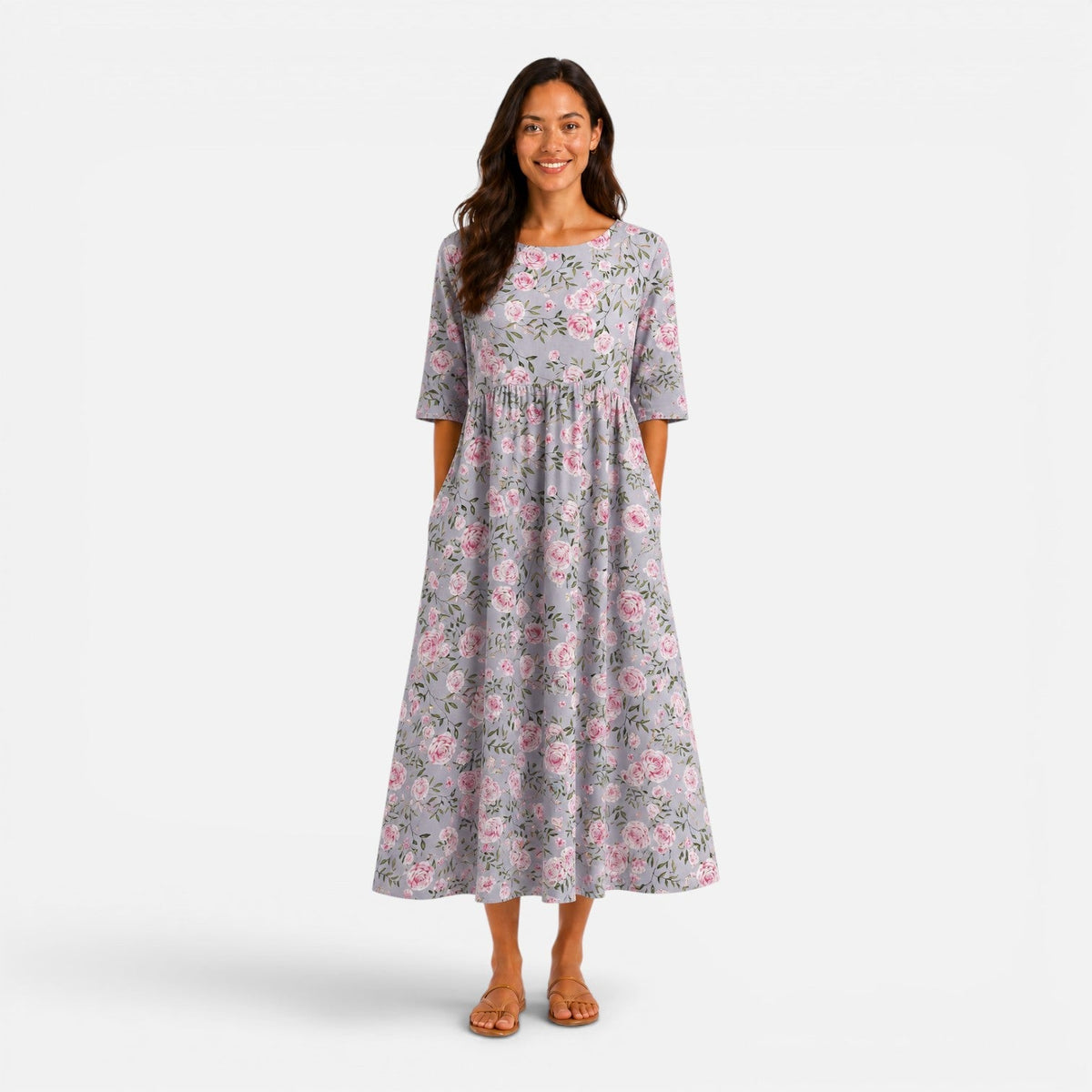Vesper | Floral Midi Dress with Pockets