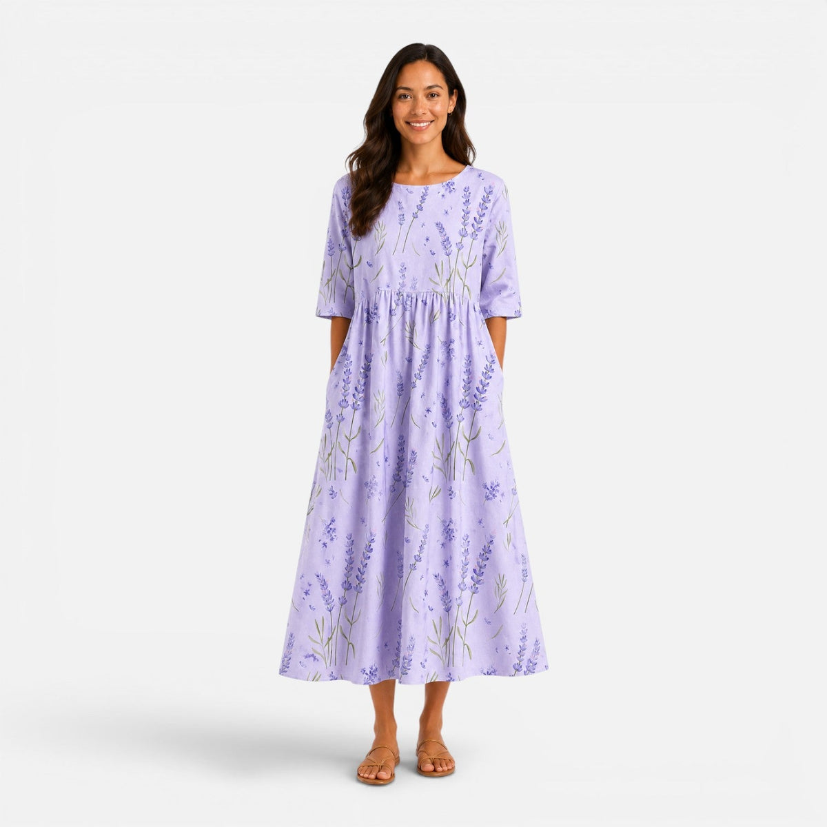 Vesper | Floral Midi Dress with Pockets