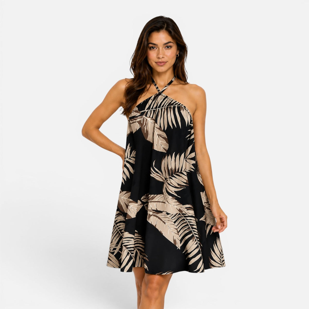 Coraline | Tropical Halter Mini Dress