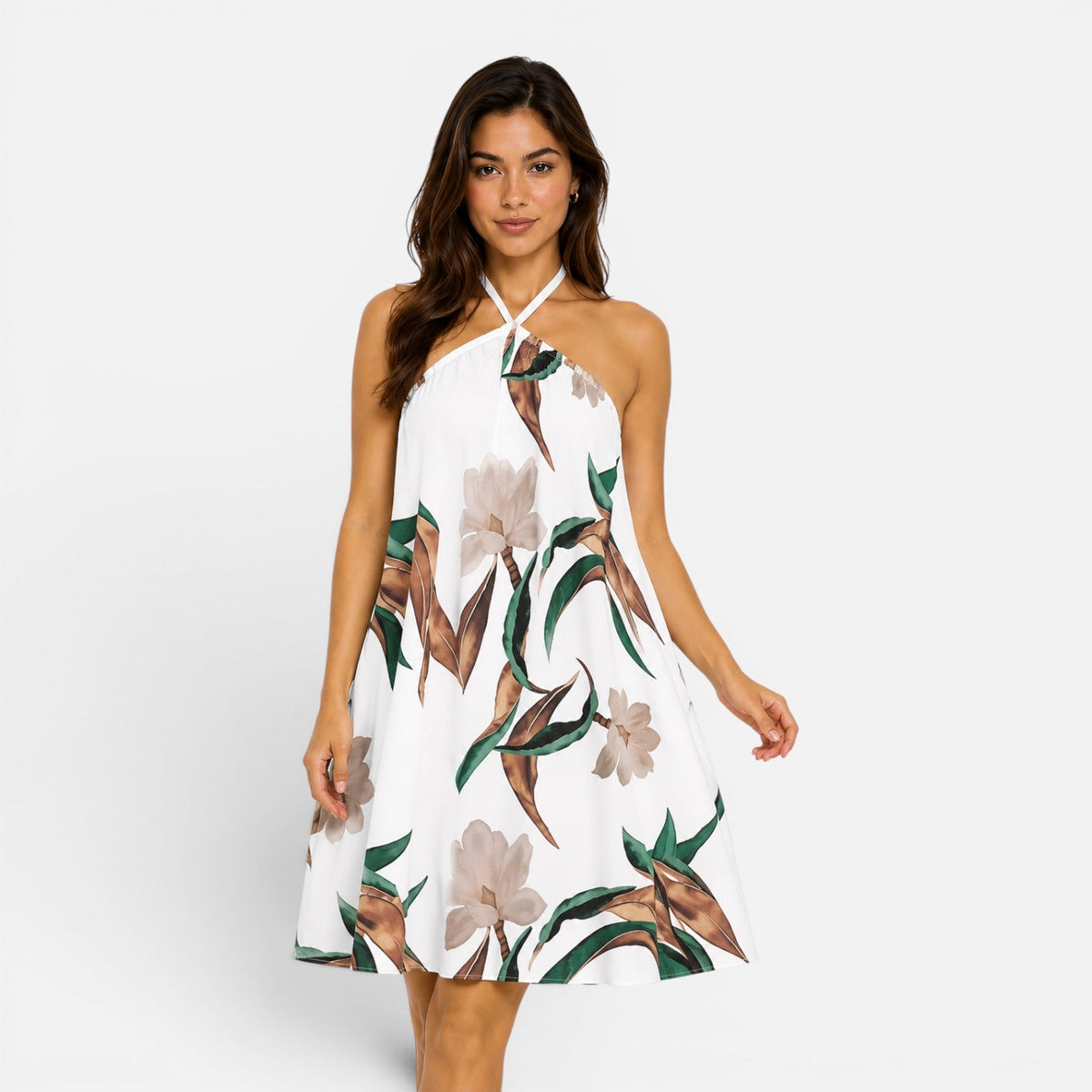 Coraline | Tropical Halter Mini Dress