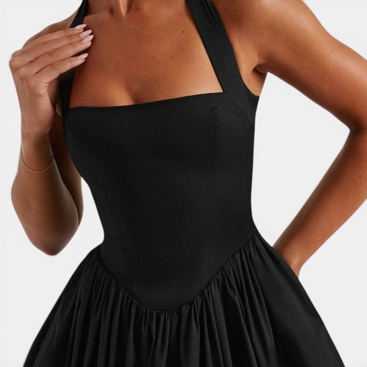 Magnolia | Backless Corset Halter Midi Dress