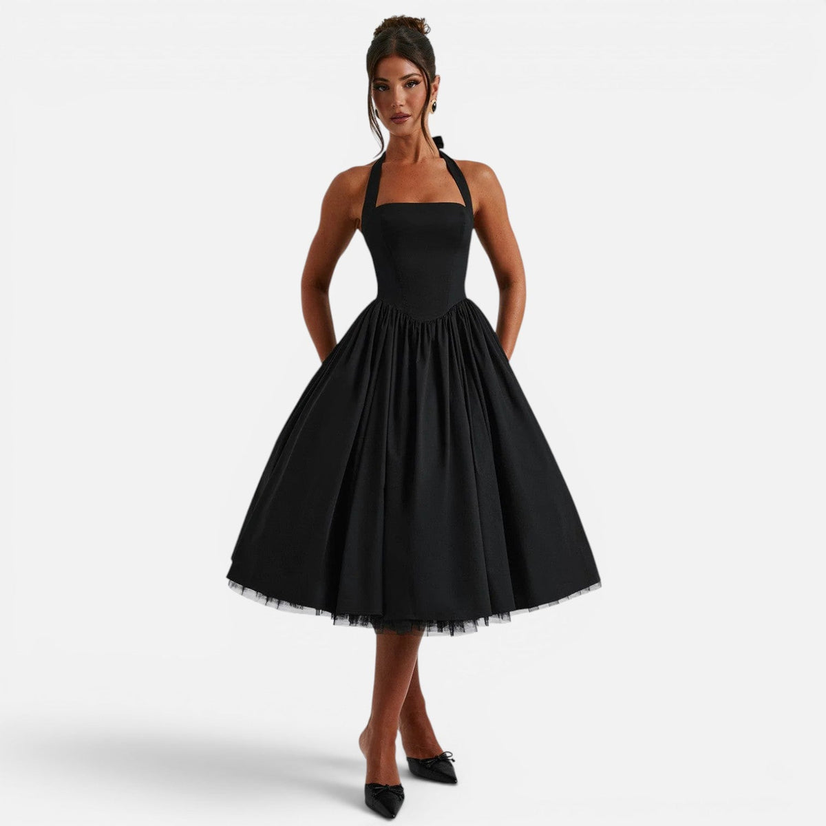 Magnolia | Backless Corset Halter Midi Dress