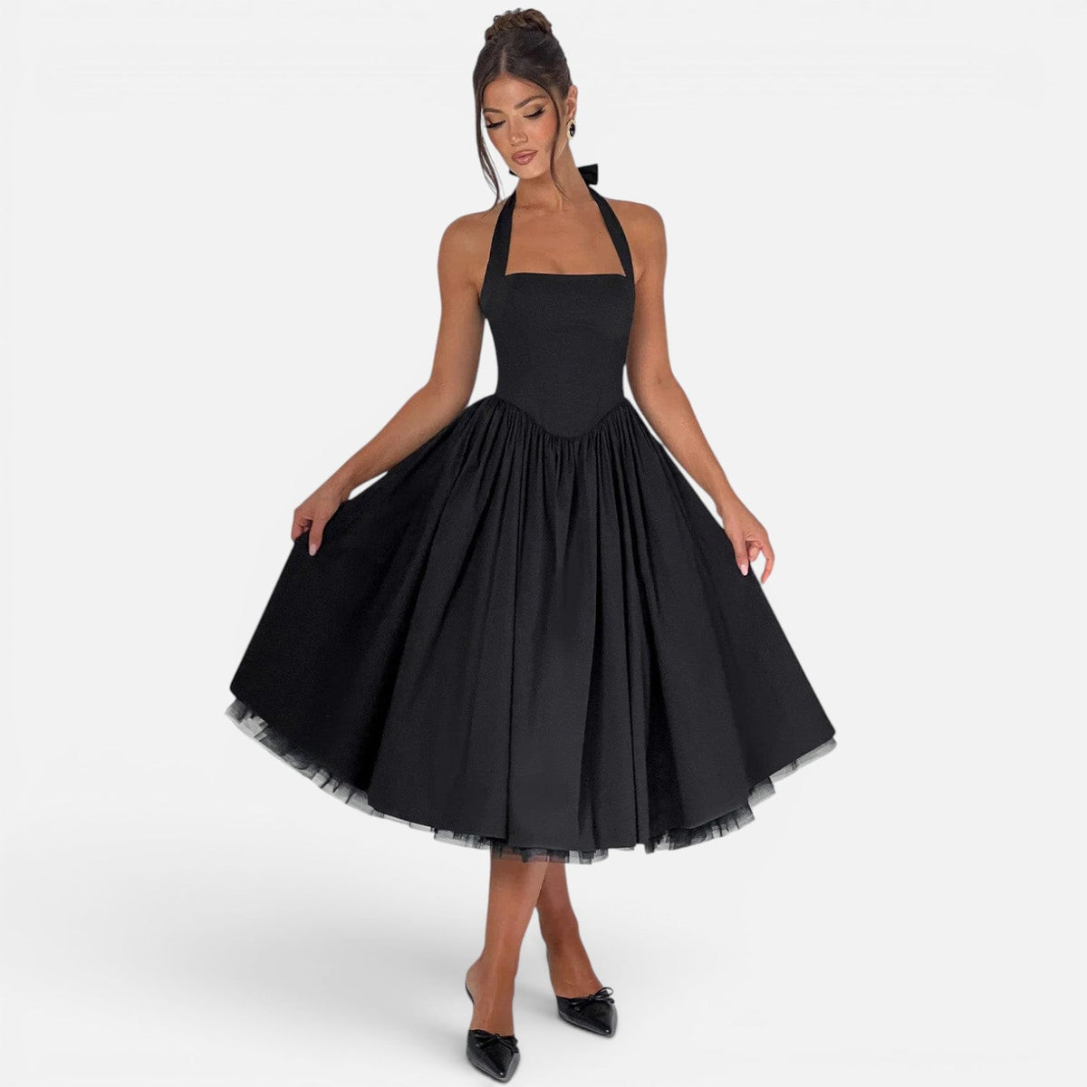 Magnolia | Backless Corset Halter Midi Dress