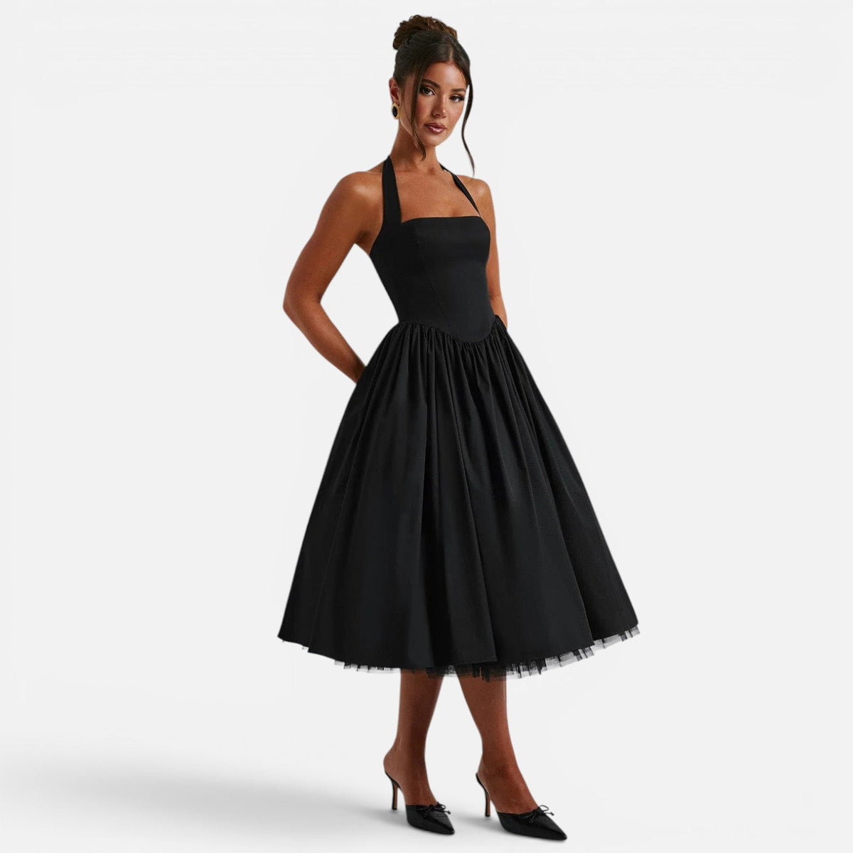 Magnolia | Backless Corset Halter Midi Dress