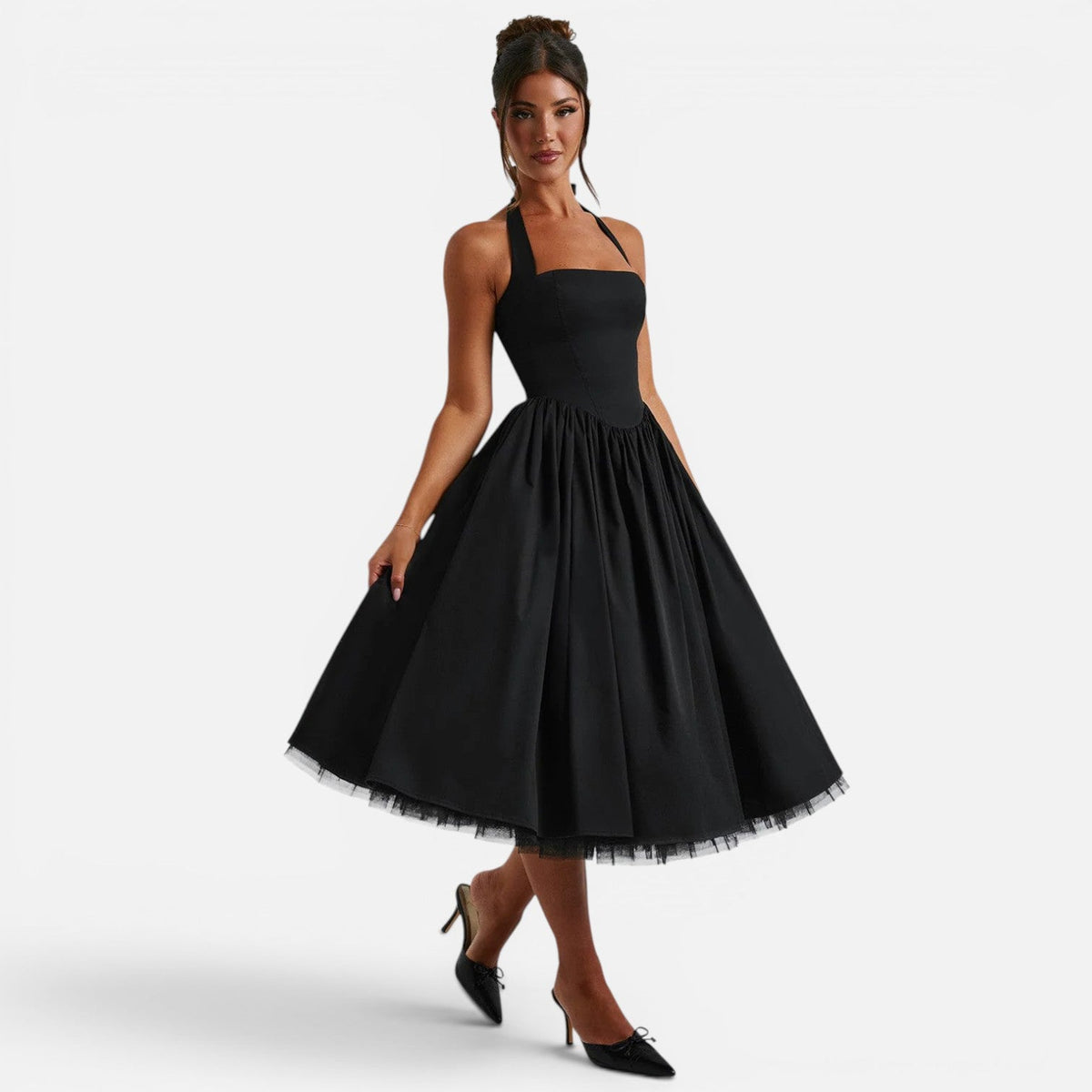 Magnolia | Backless Corset Halter Midi Dress