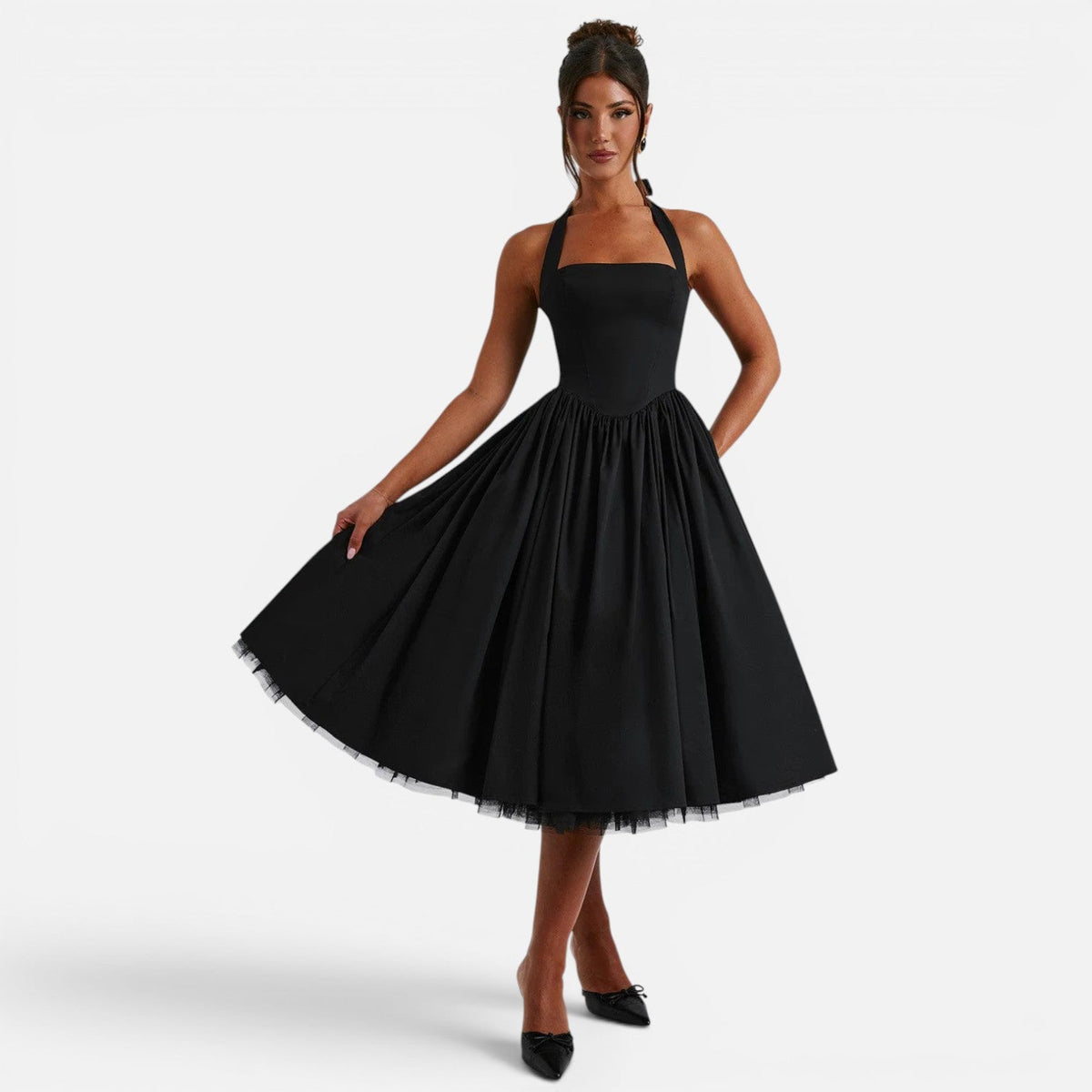 Magnolia | Backless Corset Halter Midi Dress
