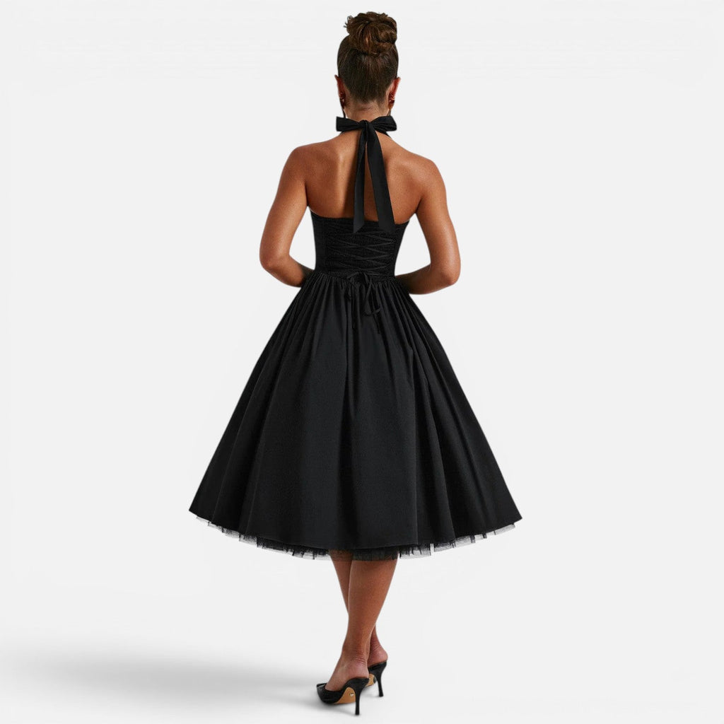 Magnolia | Backless Corset Halter Midi Dress