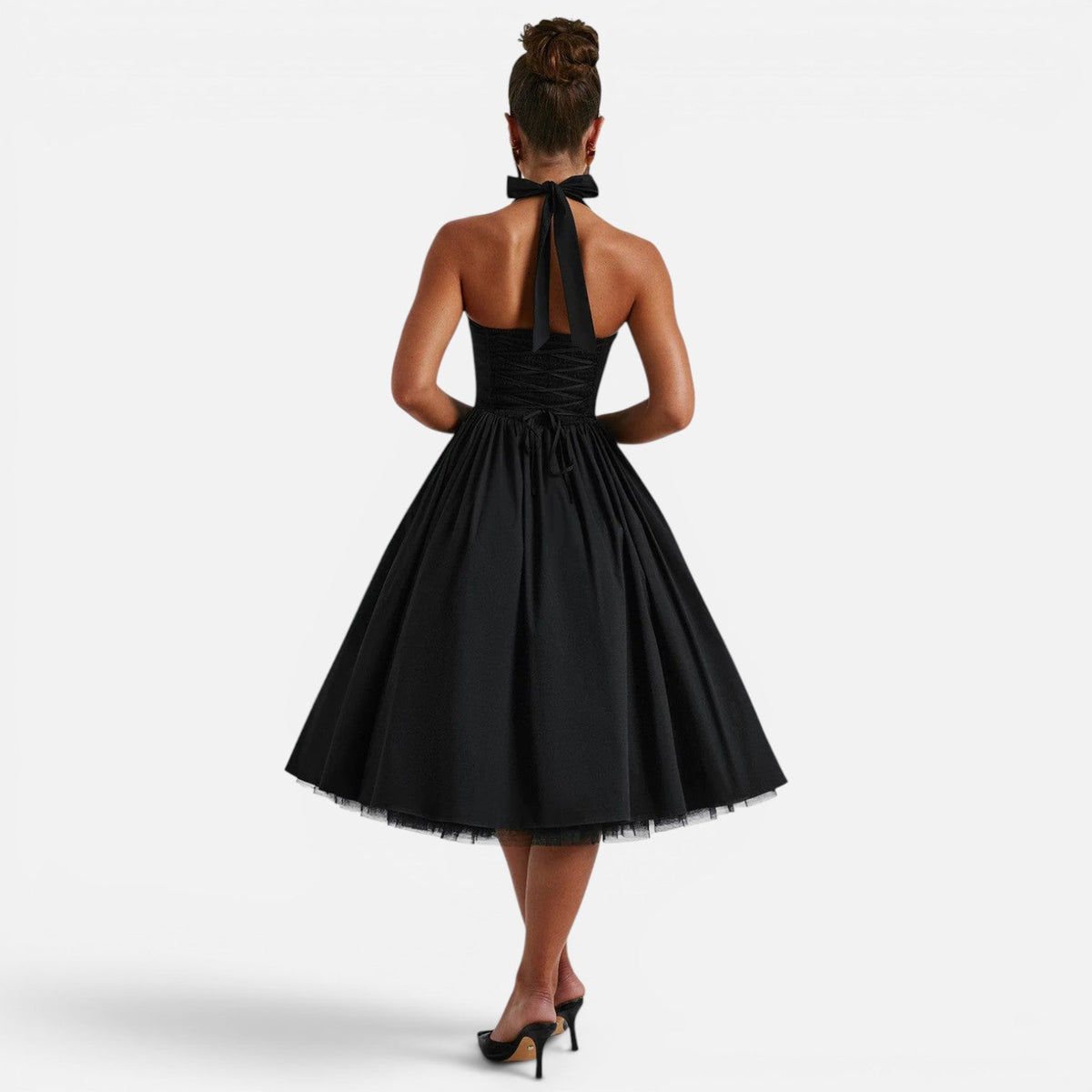 Magnolia | Backless Corset Halter Midi Dress